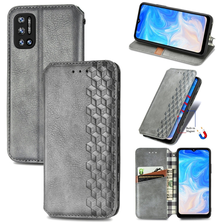 For Doogee N40 Pro Cubic Grid Pressed Horizontal Flip Magnetic Leather Case with Holder & Card Slots & Wallet(Grey) - More Brand by PMC TechLife | Online Shopping South Africa | PMC TechLife | Buy Now Pay Later Mobicred