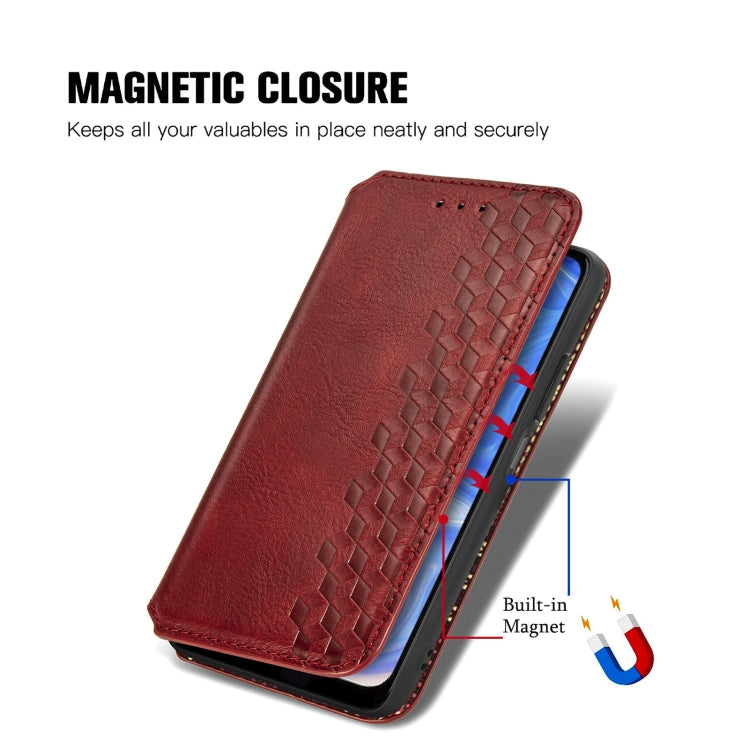 For Doogee N40 Pro Cubic Grid Pressed Horizontal Flip Magnetic Leather Case with Holder & Card Slots & Wallet(Red) - More Brand by PMC Jewellery | Online Shopping South Africa | PMC Jewellery | Buy Now Pay Later Mobicred