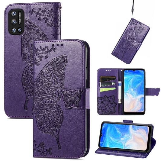 For DOOGEE N40 Pro Butterfly Love Flowers Embossed Horizontal Flip Leather Case with Holder & Card Slots & Wallet & Lanyard(Dark Purple) - More Brand by PMC Jewellery | Online Shopping South Africa | PMC Jewellery | Buy Now Pay Later Mobicred