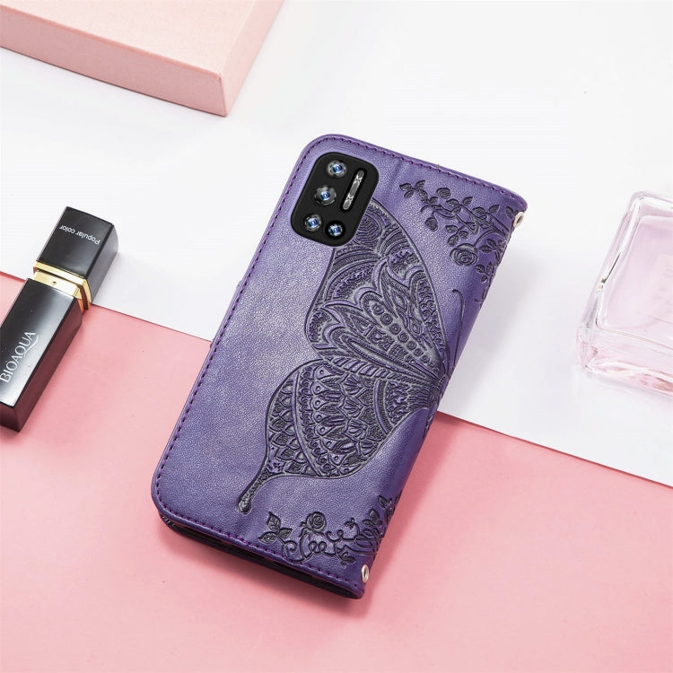 For DOOGEE N40 Pro Butterfly Love Flowers Embossed Horizontal Flip Leather Case with Holder & Card Slots & Wallet & Lanyard(Dark Purple) - More Brand by PMC Jewellery | Online Shopping South Africa | PMC Jewellery | Buy Now Pay Later Mobicred