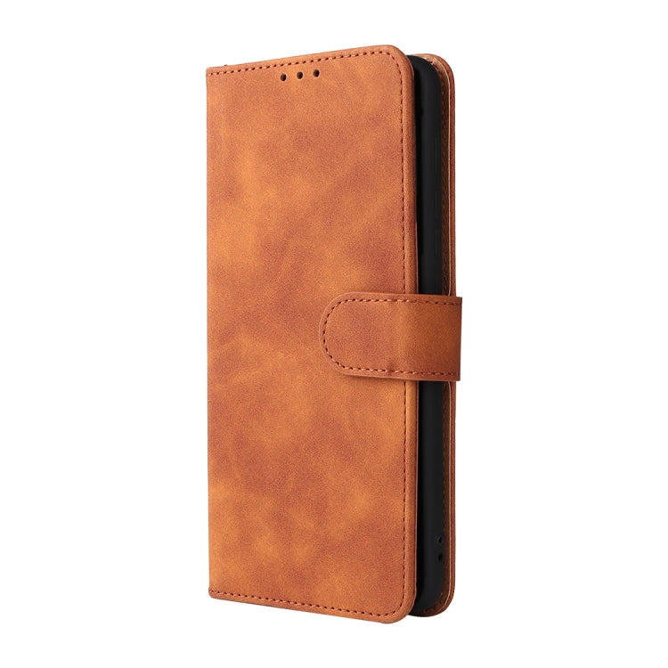 For Motorola Moto E20 / E30 / E40 Skin Feel Magnetic Horizontal Flip Phone Leather Case with Holder & Card Slots & Wallet(Brown) - Motorola Cases by PMC Jewellery | Online Shopping South Africa | PMC Jewellery | Buy Now Pay Later Mobicred