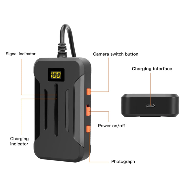 F300 8mm IP68 Waterproof HD Dual Cameras Digital Endoscope, Length:2m Hard Cable(Black) -  by PMC TechLife | Online Shopping South Africa | PMC TechLife | Buy Now Pay Later Mobicred