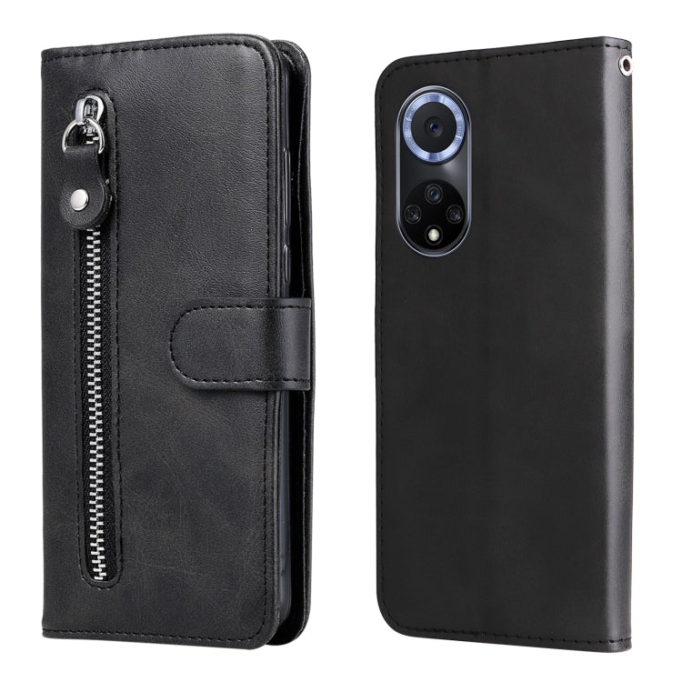 For Huawei nova 9 / Honor 50 5G Calf Texture Zipper Horizontal Flip Leather Phone Case(Black) - Honor Cases by PMC Jewellery | Online Shopping South Africa | PMC Jewellery