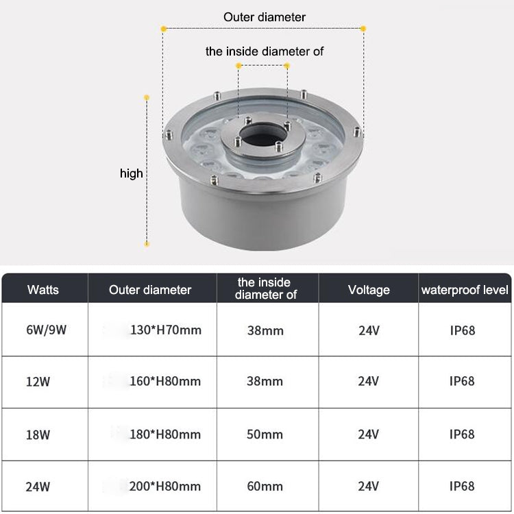 9W Landscape Ring LED Aluminum Alloy Underwater Fountain Light(Warm Light) - free shipping - PMC TechLife - Order now!