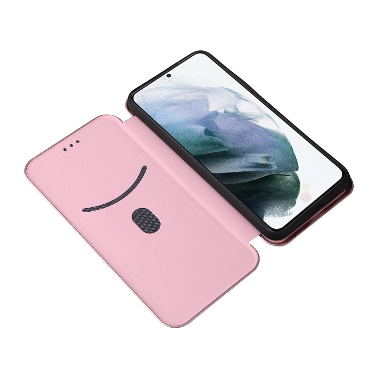For Samsung Galaxy S22 Carbon Fiber Texture Horizontal Flip Leather Phone Case(Pink) - Galaxy S22 5G Cases by PMC TechLife | Online Shopping South Africa | PMC TechLife | Buy Now Pay Later Mobicred