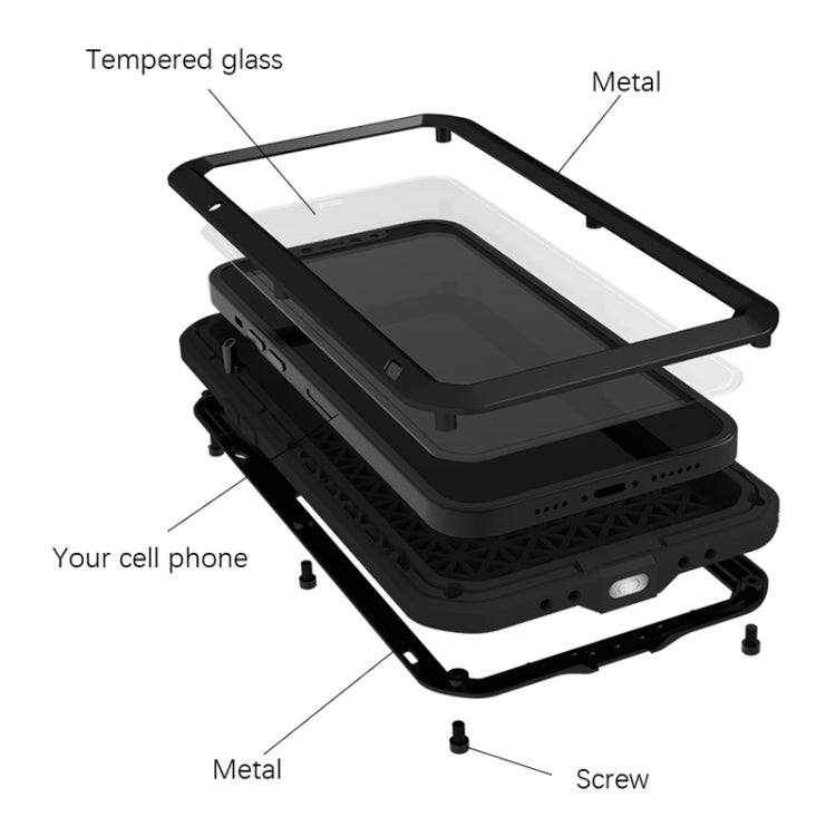 For iPhone 13 Pro Max LOVE MEI Metal Shockproof Life Waterproof Dustproof Protective Phone Case (Silver) - free shipping - PMC TechLife - Order now!