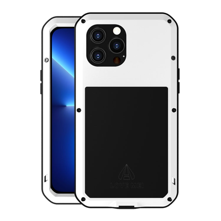 For iPhone 13 Pro Max LOVE MEI Metal Shockproof Life Waterproof Dustproof Protective Phone Case (White) - iPhone 13 Pro Max Cases by LOVE MEI | Online Shopping South Africa | PMC TechLife | Buy Now Pay Later Mobicred