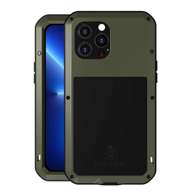 For iPhone 13 Pro Max LOVE MEI Metal Shockproof Life Waterproof Dustproof Protective Phone Case (Army Green) - iPhone 13 Pro Max Cases by LOVE MEI | Online Shopping South Africa | PMC Jewellery