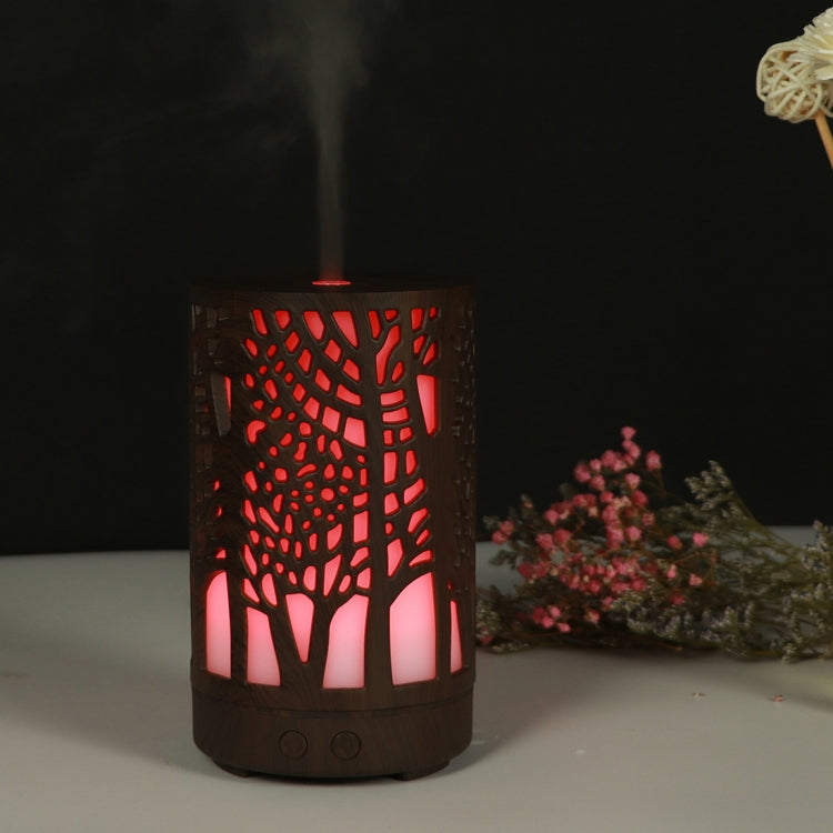200ml Hollow-out Forest Pattern Wooden Essential Oil Aromatherapy Machine Ultrasonic Humidifier Automatic Alcohol Sprayer, Plug Specification:US Plug(Dark Brown-3) - free shipping - PMC TechLife - Order now!