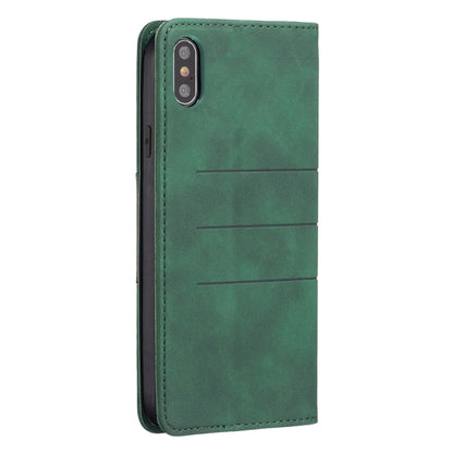 For iPhone X / XS Magnetic Splicing Leather Phone Case(Green) - More iPhone Cases by PMC Jewellery | Online Shopping South Africa | PMC Jewellery