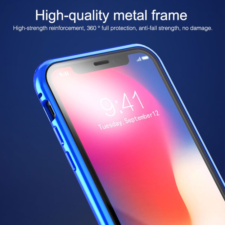 For iPhone XR Ultra Slim Double Sides Magnetic Adsorption Angular Frame Tempered Glass Magnet Flip Case(Black) - More iPhone Cases by PMC Jewellery | Online Shopping South Africa | PMC Jewellery | Buy Now Pay Later Mobicred