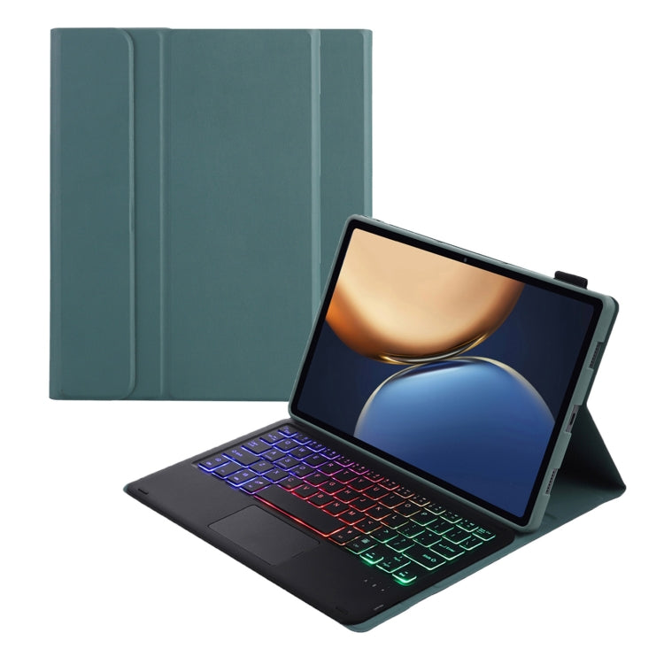 AHV7-AS Lambskin Texture Tri-color Backlight Bluetooth Keyboard Leather Tablet Case with Touchpad For Honor Tablet V7 Pro(Dark Green) - Huawei Keyboard by PMC Jewellery | Online Shopping South Africa | PMC Jewellery