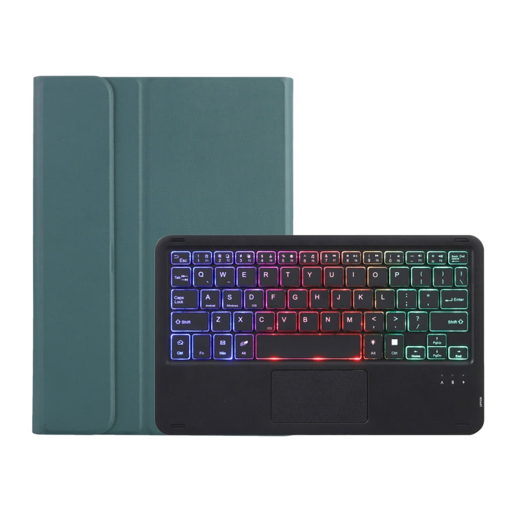 AHV7-AS Lambskin Texture Tri-color Backlight Bluetooth Keyboard Leather Tablet Case with Touchpad For Honor Tablet V7 Pro(Dark Green) - Huawei Keyboard by PMC Jewellery | Online Shopping South Africa | PMC Jewellery