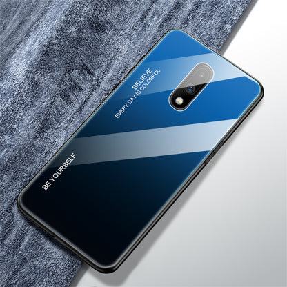 For OnePlus 7 Gradient Color Glass Case(Blue) - OnePlus Cases by PMC Jewellery | Online Shopping South Africa | PMC Jewellery