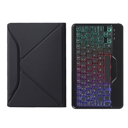 BA08S Backlight Diamond Texture Bluetooth Keyboard Leather Case with Triangle Back Support For Samsung Galaxy Tab A8 2021 SM-X205 / SM-X200(Black + Black) - Samsung Keyboard by PMC Jewellery | Online Shopping South Africa | PMC Jewellery