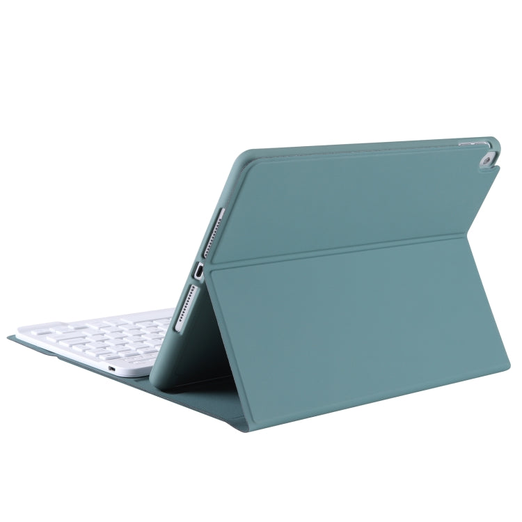 A07B-A Lambskin Texture Square Keycap Bluetooth Keyboard Leather Case with Touch Control For iPad 9.7 2018 & 2017 / Pro 9.7 inch / Air 2(Dark Green) - Universal by PMC Jewellery | Online Shopping South Africa | PMC Jewellery