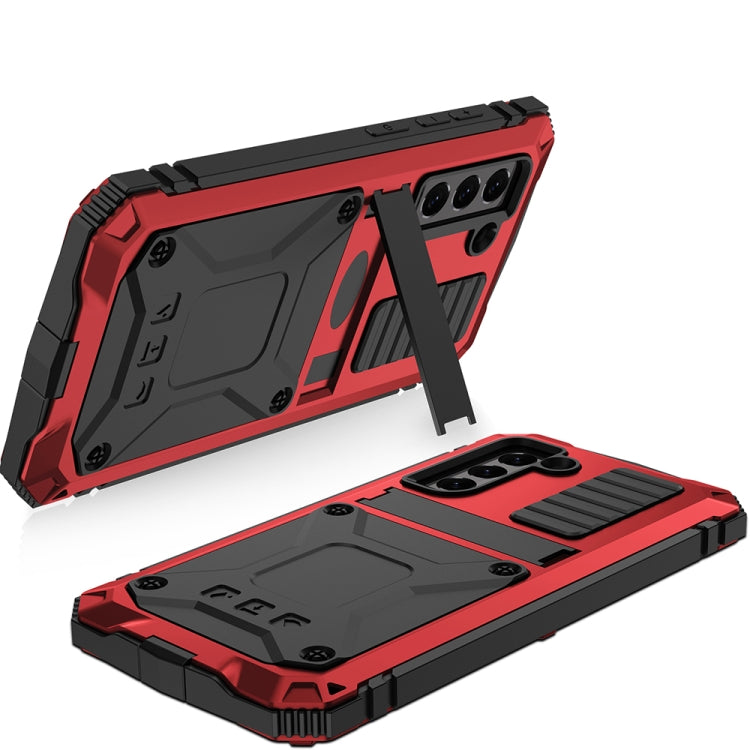 For Samsung Galaxy S21 FE R-JUST Rugged Phone Case with Holder(Red) - free shipping - PMC TechLife - Order now!