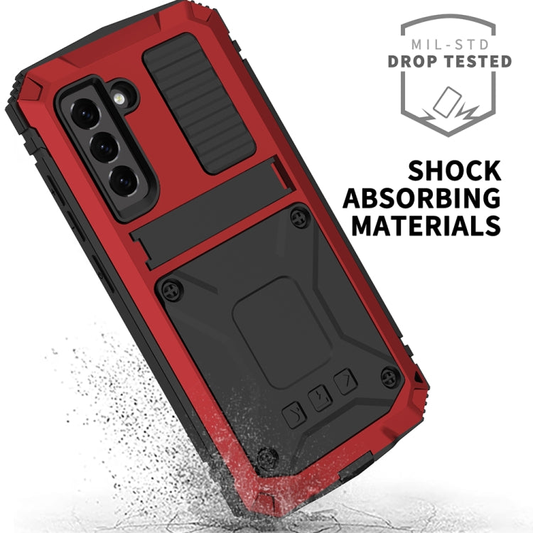 For Samsung Galaxy S21 FE R-JUST Rugged Phone Case with Holder(Red) - free shipping - PMC TechLife - Order now!