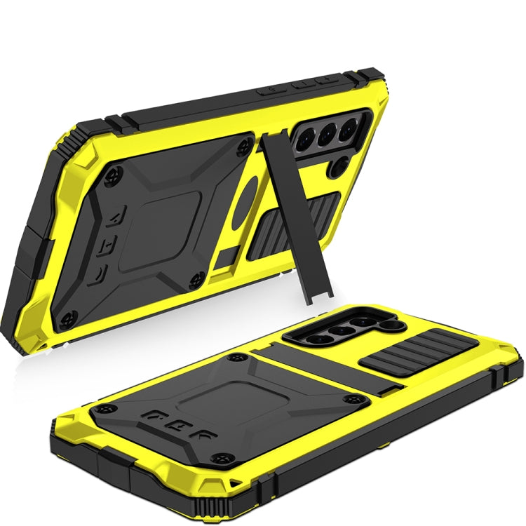 For Samsung Galaxy S21 FE R-JUST Rugged Phone Case with Holder(Yellow) - Galaxy Phone Cases by R-JUST | Online Shopping South Africa | PMC TechLife