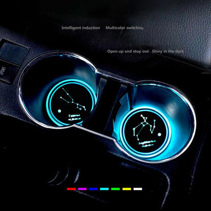 2 PCS Car Constellation Series AcrylicColorful USB Charger Water Cup Groove LED Atmosphere Light(Aquarius) - Car Drink Holders by PMC Jewellery | Online Shopping South Africa | PMC Jewellery | Buy Now Pay Later Mobicred