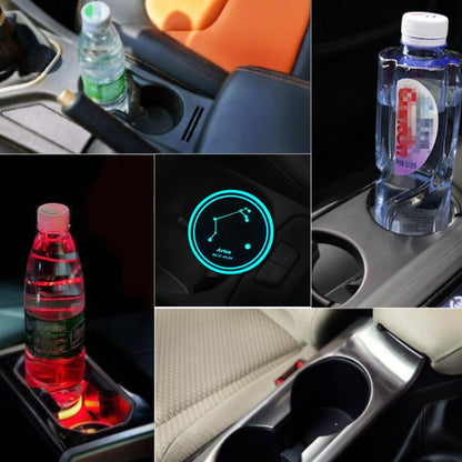 2 PCS Car Constellation Series AcrylicColorful USB Charger Water Cup Groove LED Atmosphere Light(Aries) - Car Drink Holders by PMC Jewellery | Online Shopping South Africa | PMC Jewellery | Buy Now Pay Later Mobicred