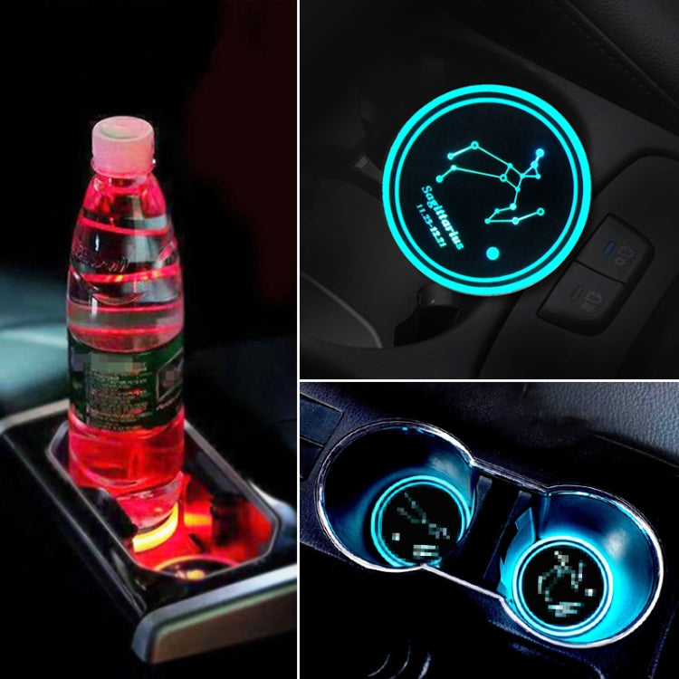 2 PCS Car Constellation Series AcrylicColorful USB Charger Water Cup Groove LED Atmosphere Light(Sagittarius) - Car Drink Holders by PMC Jewellery | Online Shopping South Africa | PMC Jewellery | Buy Now Pay Later Mobicred