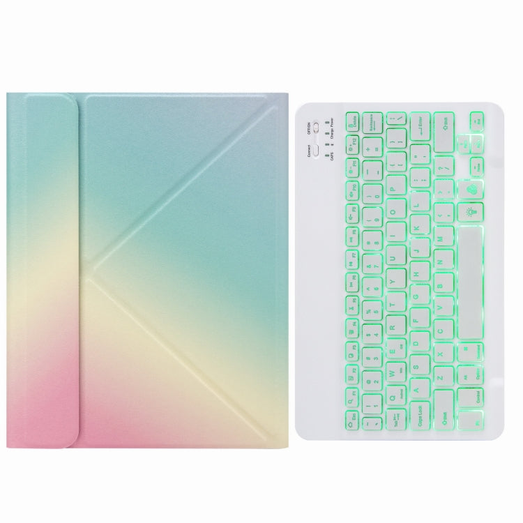 H-102S Monochrome Backlight Bluetooth Keyboard Leather Case with Rear Three-fold Holder For iPad 10.2 2020 & 2019 / Pro 10.5 inch(Rainbow) - Universal by PMC Jewellery | Online Shopping South Africa | PMC Jewellery