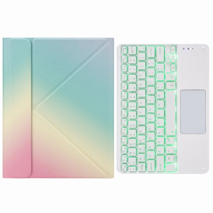 H-097CS Touch Backlight Bluetooth Keyboard Leather Case with Rear Three-fold Holder For iPad 9.7 2018 & 2017(Rainbow) - Universal by PMC TechLife | Online Shopping South Africa | PMC TechLife