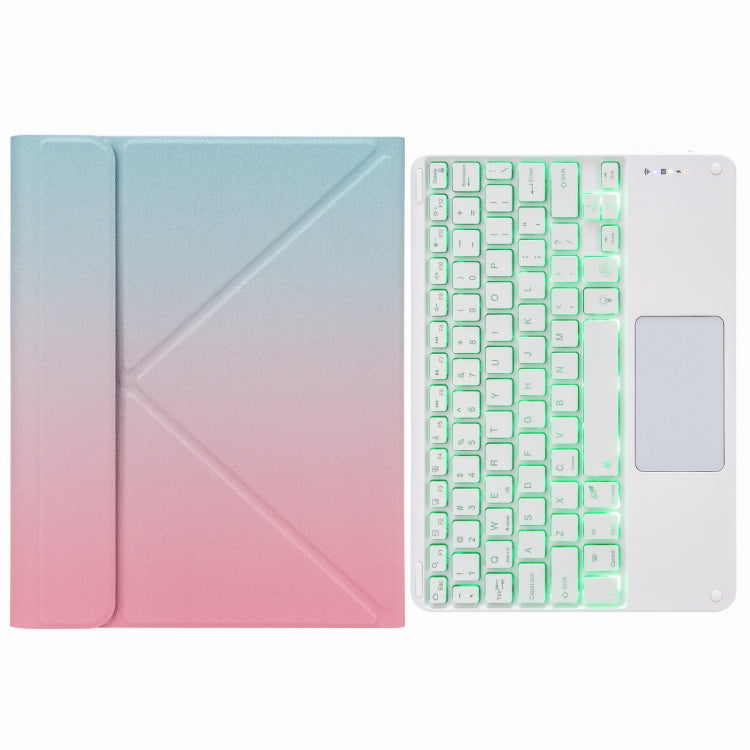 H-097CS Touch Backlight Bluetooth Keyboard Leather Case with Rear Three-fold Holder For iPad 9.7 2018 & 2017(Pink Blue) - Universal by PMC TechLife | Online Shopping South Africa | PMC TechLife