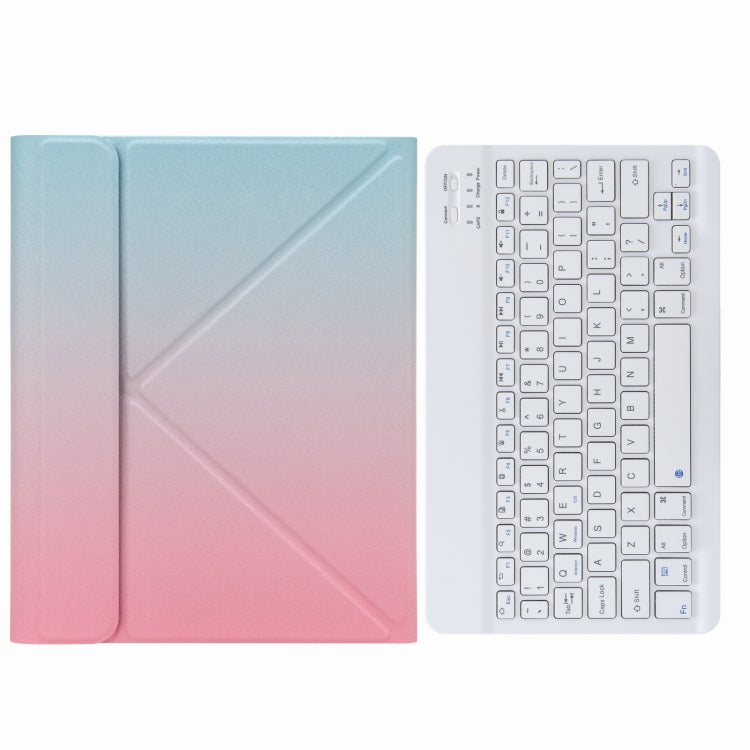 H-097 Bluetooth Keyboard Leather Case with Rear Three-fold Holder For iPad 9.7 2018 & 2017(Pink Blue) - Universal by PMC Jewellery | Online Shopping South Africa | PMC Jewellery