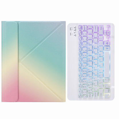 H-102S3 Tri-color Backlight Bluetooth Keyboard Leather Case with Rear Three-fold Holder For iPad 10.2 2020 & 2019 / Pro 10.5 inch(Rainbow) - Universal by PMC Jewellery | Online Shopping South Africa | PMC Jewellery