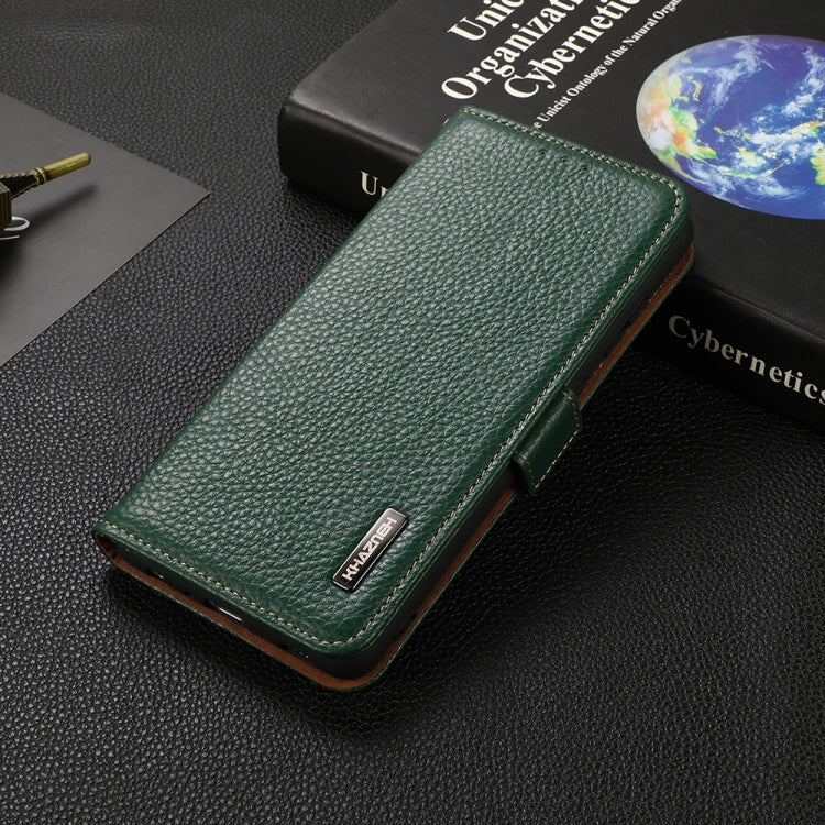 For Nokia C01 Core / C01 Plus KHAZNEH Side-Magnetic Litchi Genuine Leather RFID Phone Case(Green) - Nokia Cases by PMC TechLife | Online Shopping South Africa | PMC TechLife | Buy Now Pay Later Mobicred