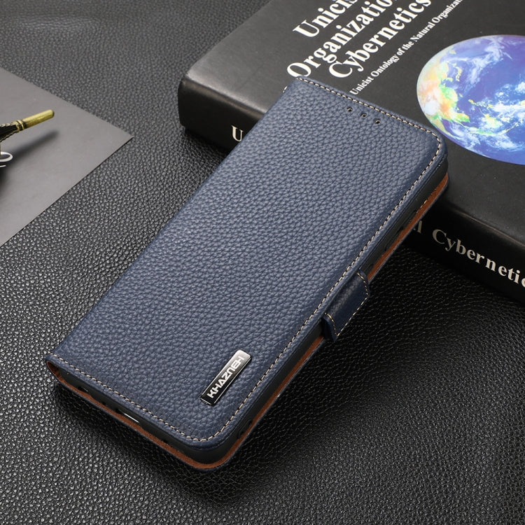 For Honor 50 KHAZNEH Side-Magnetic Litchi Genuine Leather RFID Phone Case(Blue) - Honor Cases by PMC TechLife | Online Shopping South Africa | PMC TechLife | Buy Now Pay Later Mobicred