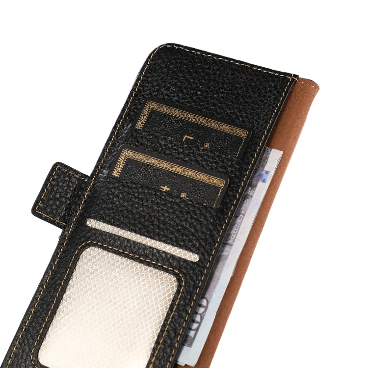 For Huawei nova 9 KHAZNEH Side-Magnetic Litchi Genuine Leather RFID Phone Case(Black) - Huawei Cases by PMC TechLife | Online Shopping South Africa | PMC TechLife | Buy Now Pay Later Mobicred