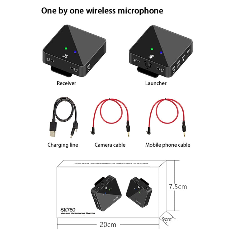 SK750 Type-C Charging One for One Wireless Lavalier Mini Microphone(Black) - Microphone by PMC TechLife | Online Shopping South Africa | PMC TechLife | Buy Now Pay Later Mobicred