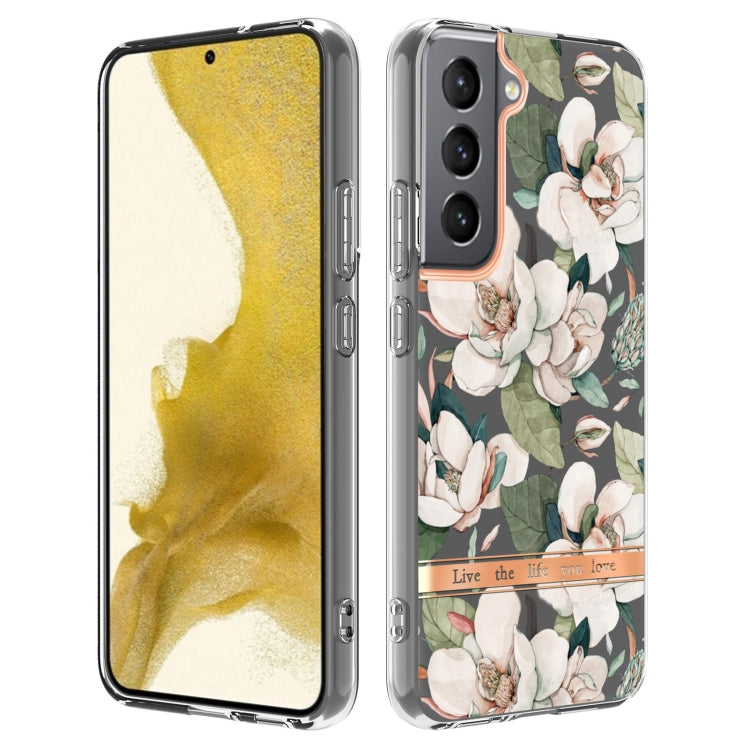 For Samsung Galaxy S22+ Flowers and Plants Series IMD TPU Phone Case(Green Gardenia) - Galaxy S22+ 5G Cases by PMC Jewellery | Online Shopping South Africa | PMC Jewellery | Buy Now Pay Later Mobicred