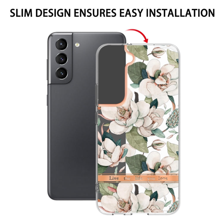 For Samsung Galaxy S22+ Flowers and Plants Series IMD TPU Phone Case(Green Gardenia) - Galaxy S22+ 5G Cases by PMC TechLife | Online Shopping South Africa | PMC TechLife | Buy Now Pay Later Mobicred