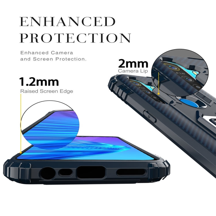 For OPPO Realme 5 Carbon Fiber Protective Case with 360 Degree Rotating Ring Holder(Blue) - Realme Cases by PMC Jewellery | Online Shopping South Africa | PMC Jewellery | Buy Now Pay Later Mobicred