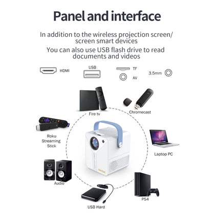 Q96 E300 Intelligent Portable HD 4K Projector, UK Plug, Specification:Android Version(White) - Mini Projector by PMC Jewellery | Online Shopping South Africa | PMC Jewellery | Buy Now Pay Later Mobicred