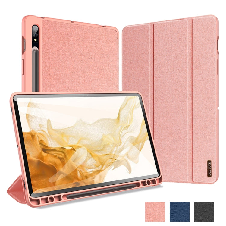 For Samsung Galaxy Tab S8 / Galaxy Tab S7 DUX DUCIS Domo Series Magnetic PU Leather Tablet Case(Pink) - Galaxy Tab S8 Cases by DUX DUCIS | Online Shopping South Africa | PMC Jewellery | Buy Now Pay Later Mobicred