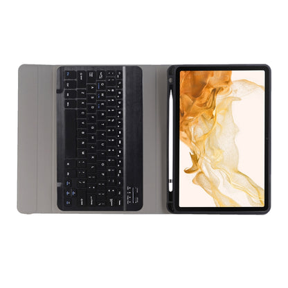 A870B Bluetooth Keyboard Leather Case with Holder & TPU Pen Slot For Samsung Galaxy Tab S8 11 inch SM-X700 / SM-X706(Black) - Samsung Keyboard by PMC Jewellery | Online Shopping South Africa | PMC Jewellery