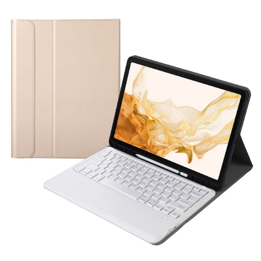 A800B Split Bluetooth Keyboard Leather Case with Holder & Pen Slot For Samsung Galaxy Tab S8+ X800(Gold) - Samsung Keyboard by PMC Jewellery | Online Shopping South Africa | PMC Jewellery