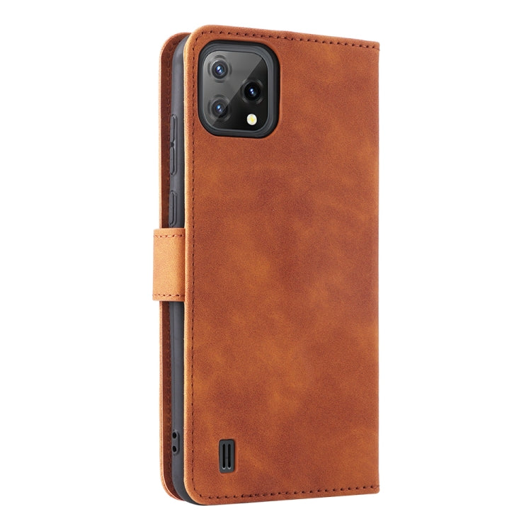 For Blackview A55 Skin Feel Magnetic Buckle Leather Phone Case(Brown) - More Brand by PMC TechLife | Online Shopping South Africa | PMC TechLife | Buy Now Pay Later Mobicred