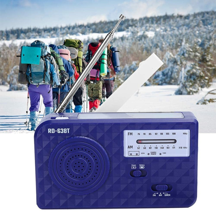 RD-638T Two-band Solar Powered AM / FM Radio Player Flashlight with Dynamo Function(Blue) - Radio Player by PMC TechLife | Online Shopping South Africa | PMC TechLife | Buy Now Pay Later Mobicred