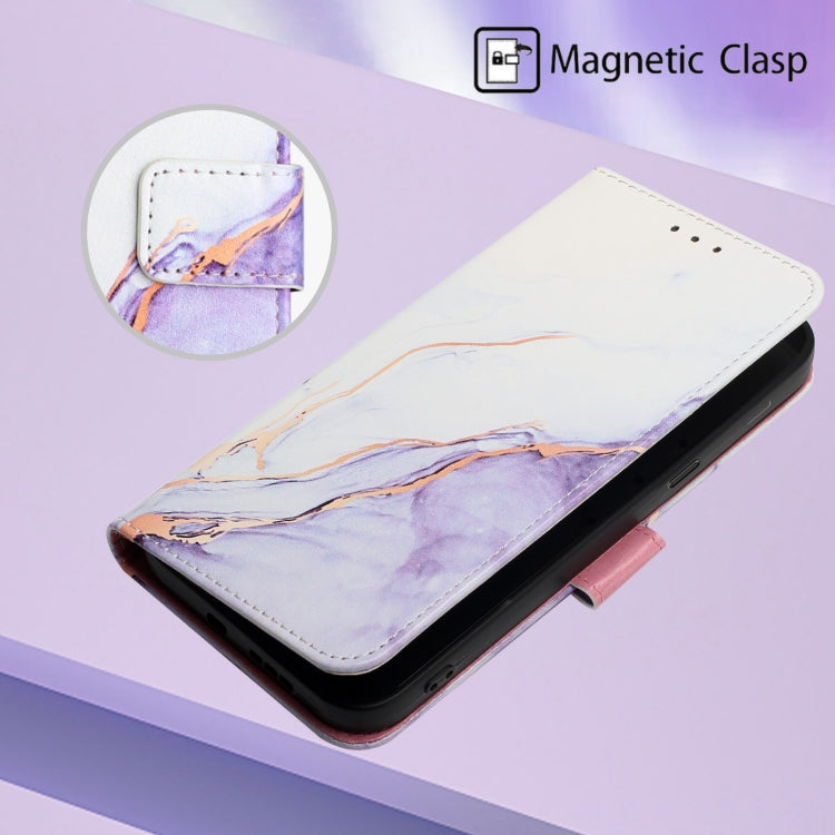 For Xiaomi Redmi Note 9S / Note 9 Pro / Note 9 Pro Max PT003 Marble Pattern Flip Leather Phone Case(White Purple LS006) - Xiaomi Cases by PMC Jewellery | Online Shopping South Africa | PMC Jewellery | Buy Now Pay Later Mobicred