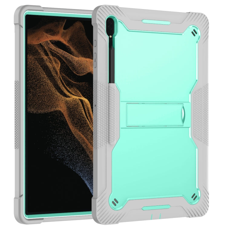 For Samsung Galaxy Tab S9  Ultra / S8 Ultra Silicone + PC Shockproof Protective Tablet Case(Grey + Green) - Galaxy Tab S8 Ultra Cases by PMC Jewellery | Online Shopping South Africa | PMC Jewellery | Buy Now Pay Later Mobicred