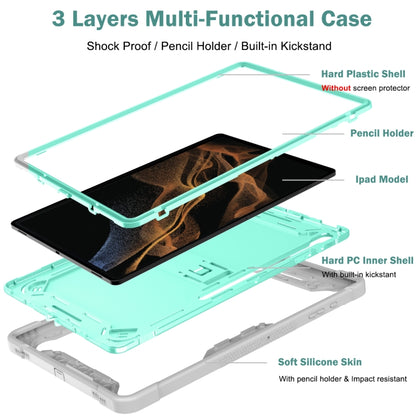 For Samsung Galaxy Tab S9  Ultra / S8 Ultra Silicone + PC Shockproof Protective Tablet Case(Grey + Green) - Galaxy Tab S8 Ultra Cases by PMC Jewellery | Online Shopping South Africa | PMC Jewellery | Buy Now Pay Later Mobicred