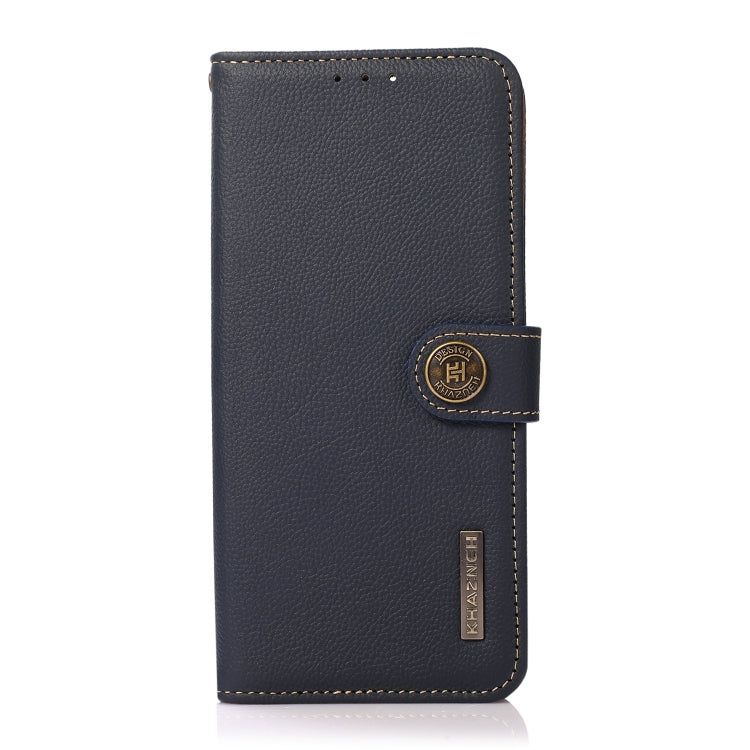For Google Pixel 7 5G KHAZNEH Custer Genuine Leather RFID Phone Case(Blue) - Google Cases by PMC TechLife | Online Shopping South Africa | PMC TechLife | Buy Now Pay Later Mobicred