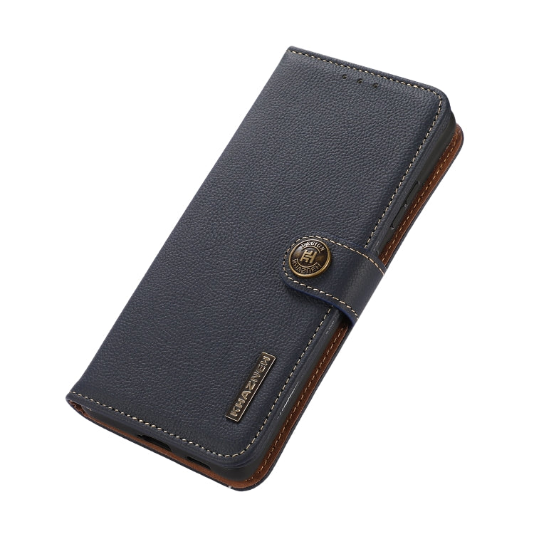 For Google Pixel 7 5G KHAZNEH Custer Genuine Leather RFID Phone Case(Blue) - Google Cases by PMC TechLife | Online Shopping South Africa | PMC TechLife | Buy Now Pay Later Mobicred