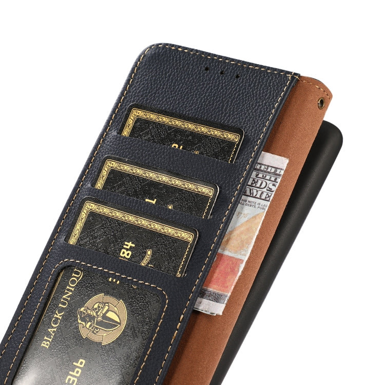 For Google Pixel 7 5G KHAZNEH Custer Genuine Leather RFID Phone Case(Blue) - Google Cases by PMC TechLife | Online Shopping South Africa | PMC TechLife | Buy Now Pay Later Mobicred